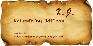 Krizsány János névjegykártya